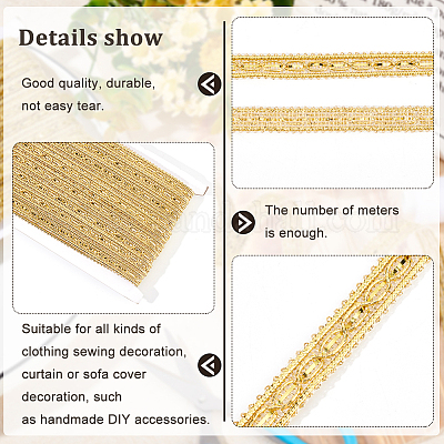 FINGERINSPIRE 14 Yards Metallic Braid Lace Trim, Maldives