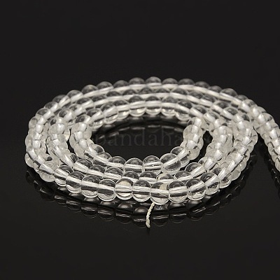 ラウンドガラスビーズ連売り  透明  4mm  穴：1mm  約96~102個/連  15.2インチ&nbsp;GLAA-A025-4mm-01-1