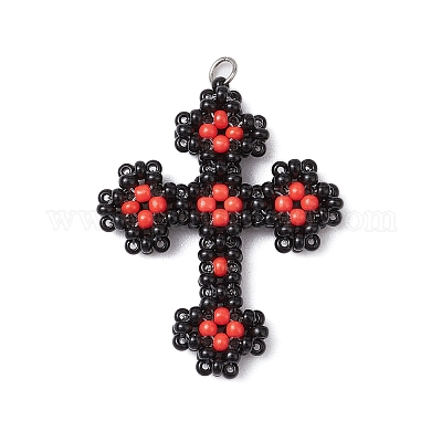 Seed Beads Beaded Charms&nbsp;PALLOY-MZ00358-02-1