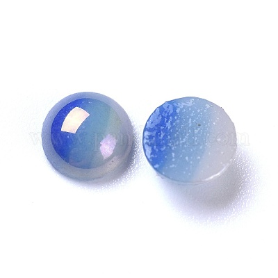 不透明ガラスカボション  縞模様  半円  カラフル  6~6.5x3mm&nbsp;GGLA-S038-10E-6mm-1
