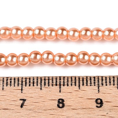 ベーキングペイント、ガラスパールビーズの連  パールカラーの  ラウンド  砂茶色  3~4mm  穴：0.5mm  約195個/連  23.6インチ&nbsp;X-HY-Q003-3mm-33-1