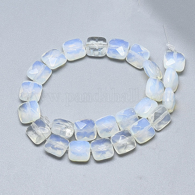 オパールビーズ連売り  多面カット  正方形  8~8.5x8~8.5x5mm  穴：1mm  約25個/連  8.0''&nbsp;G-S357-D01-15-1
