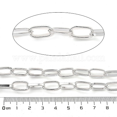 アルミアズキチェーン  溶接されていない  スプールで  プラチナ  15x8x2mm  約65.62フィート（20m）/ロール&nbsp;CHA-C002-05P-1