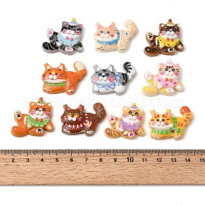 オペーク樹脂カボション  混合色  猫の形  24~26x28.5~31x9.5mm&nbsp;RESI-Z050-01A-1