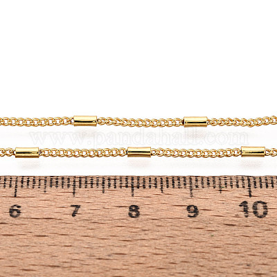 真鍮製コラムリンクチェーン  ハンダ付け  スプールで  ゴールドカラー  5x2mm  約32.81フィート（10m）/ロール&nbsp;CHC-T018-54G-1
