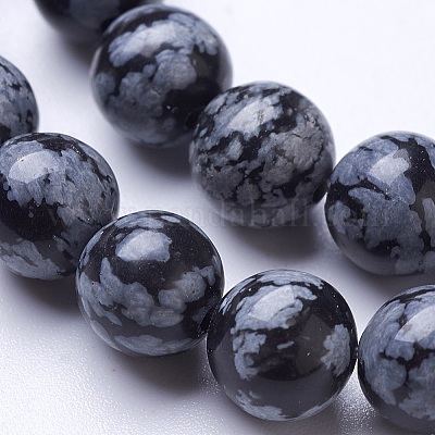 Natural Snowflake Obsidian Beads Strands&nbsp;G-D855-11-8mm-1