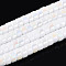 AB Color Plated Opaque Glass Beads Strands, Flat Round, White, 6~6.5x3mm, Hole: 1~1.2mm, about 111~119pcs/strand, 14.17~15.16''(36~38.5cm)
