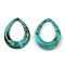 Acrylic Pendants, Imitation Gemstone Style, Teardrop, Dark Turquoise, 53x43.5x8mm, Hole: 26x36mm, about 73pcs/500g