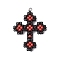 Seed Beads Beaded Charms, with Jump Ring, Cross Pendant, Black, 35.5x28x5mm, Hole: 3mm