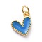 Enamel Charms, with Brass Findings, Cadmium Free & Lead Free, Heart, Real 18k Gold Plated, Dodger Blue, 9x7x2.5mm, Hole: 2.5mm