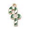 Christmas Theme Alloy Enamel Pendants, Golden, Candy Cane, 22x11.5x1.5mm, Hole: 1.6mm