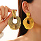 Alloy Dangle Stud Earrings, Golden, Oval, 50mm