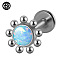 G23 Titanium Threadless Labrets, with Imitation Opal, Stainless Steel Color, Sun, 8mm, Pin: 1.2mm