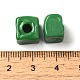 手作りランプワークビーズ  キューブ  グリーン  8.5~10x8.5~10.5x8~10.5mm  穴：4mm&nbsp;LAMP-B025-01A-04-2