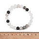 Natural Tourmalinated Quartz/Black Rutilated Quartz Stretch Beaded Bracelets&nbsp;G-A185-01J-4