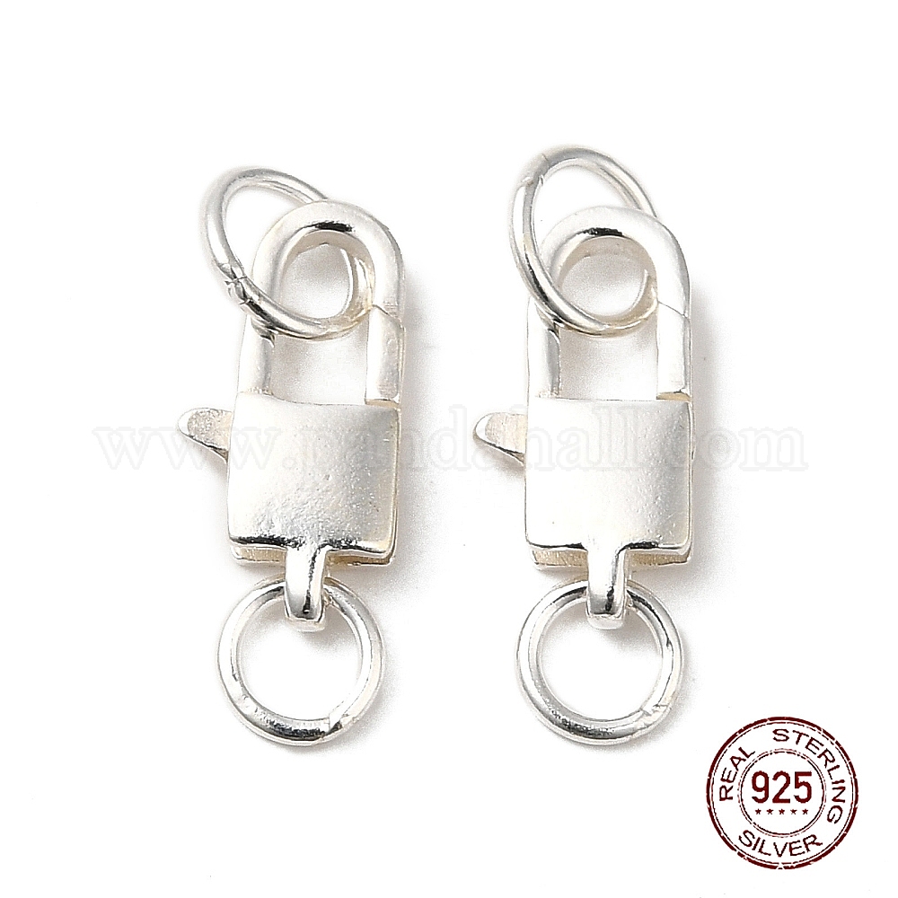 thumbnail image 2 of 10pcs 5x10mm 925 Sterling Silver Lobster Clasps With Jump Rings & 4mm Silver Tags 2 of 6