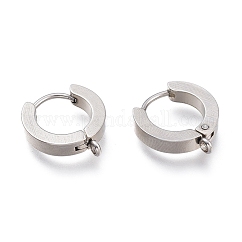 Tarnish Resistant 304 Stainless Steel Huggie Hoop Earrings Findings, with Vertical Loop, Ring, Stainless Steel Color, 15.5x14x3mm, Hole: 1.6mm, Pin: 1mm