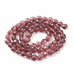 クリアガラスビーズ連売り  多面カット  ロンデル  暗赤色  8x7.5x5.5mm  穴：1.2mm  約72個/連  20.67''（52.5センチメートル）&nbsp;GLAA-XCP0001-08