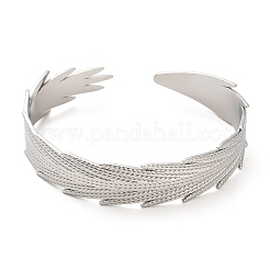 Non-Tarnish 304 Stainless Steel Feather Cuff Bangles&nbsp;BJEW-G694-03P