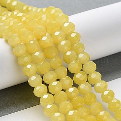 焼き絵用塗料、模造翡翠ガラスビーズの連  ファセットロンデル  ミックスカラー  4x3mm  穴：0.8~1mm  約105~110個/連  38~39cm&nbsp;DGLA-A034-J4MM-A