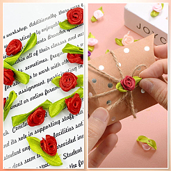 2セット100個の布製花飾りアクセサリー  レッド  26~28x14~16x8~11mm  50個/セット&nbsp;FIND-SP0004-75
