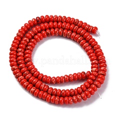 合成インペリアルジャスパー染めビーズ連売り  ロンデル  レッド  4.5x2.5mm  穴：1mm  約142個/連  14.96''（38センチメートル）&nbsp;G-K343-C39-03