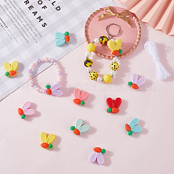 28Pcs Rabbit Ears with Carrot Food Grade Eco-Friendly Silicone Focal Beads with 5Yards Nylon Thread&nbsp;SIL-SC0002-46