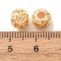 真鍮ビーズ  花柄ラウンド  ゴールドカラー  8x6.5mm  穴：3mm&nbsp;KK-CBADFF4-01G