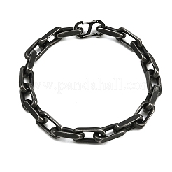 304ステンレススチールチェーンブレスレット（女性・男性用）  オーバル  アンティークシルバー  8-3/8インチ（21.3cm）&nbsp;BJEW-Z143-29AS