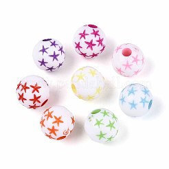 不透明なアクリルビーズ  ヒトデとのラウンド  染め  ミックスカラー  7.5mm  穴：2mm  約2080個/500g&nbsp;OACR-N150-06