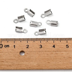変色しにくい304ステンレススチール製折りたたみ式カシメエンドパーツ子  圧着コードの端を折ります  ステンレス鋼色  9x4x3mm  穴：2mm&nbsp;X-STAS-R063-29