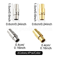 8セット2色の真鍮ロックチューブマグネット留め具  コラム  ミックスカラー  15x6mm  穴：4mm  4個/セット&nbsp;KK-FS0001-61