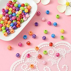 メッキアクリルビーズ  ライン入り  ラウンド  ミックスカラー  8x7mm  穴：2mm  約2000個/500g&nbsp;PACR-YW0001-16