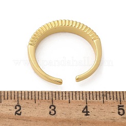 真鍮製カフ指輪  カドミウムフリー＆鉛フリー  ABS模造パールビーズ付き  18KGP本金メッキ  4mm  内径: 調節可能&nbsp;RJEW-C120-04G