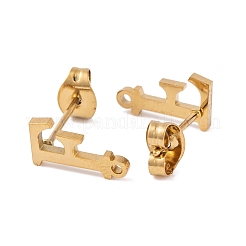イオンプレーティング（IP）304ステンレススチールスタッドピアス  女性のための  文字F  11.5x6.5mm  穴：1mm  ピン：0.7mm&nbsp;FIND-Q103-01F-G