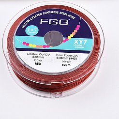 7本撚り丸型ナイロンコーティング鋼線  ネックレスやブレスレット用のビーズワイヤー  日本から輸入  ファイヤーブリック  0.5mm  約328.08フィート（100m）/ロール&nbsp;TWIR-T002-01A-08