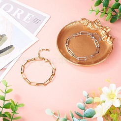 2Pcs 2 Colors 304 Stainless Steel Paperclip Chain Bracelets for Women&nbsp;BJEW-TADJ0001-01