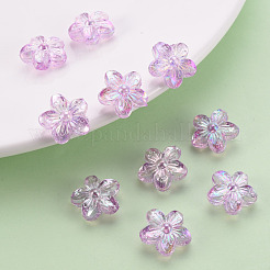 透明なアクリルビーズ  ABカラー  花  スミレ  14.5x15.5x7mm  穴：1.8mm  約657個/500g&nbsp;TACR-S154-45C-935