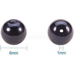 パール調ガラスパールラウンドビーズ  染め  ブラック  6mm  穴：1.2~1.5mm  約400個/箱&nbsp;HY-PH0001-6mm-080