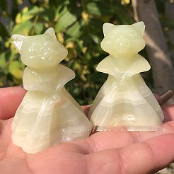Natural Afghan Jade Carved Cat Figurines&nbsp;PW-WG9BFEC-01