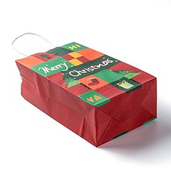クリスマステーマクラフト紙ギフトバッグ  ハンドル付き  ショッピングバッグ  混合模様  13.5x8x22cm&nbsp;CARB-L009-AM