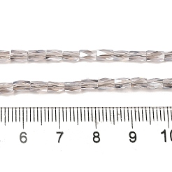電気メッキガラスビーズセット  多面カット  コラム  ロージーブラウン  4x2mm  穴：0.9mm  約100個/連  19.29''（49センチメートル）&nbsp;GLAA-P068-PL02