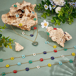 2M Flower Glass Beaded Chains&nbsp;CHS-SP0001-02A