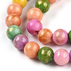 天然石馬山ジェイドビーズ連売り  ラウンド  染め  ミックスカラー  6~7mm  穴：1.2mm  約66~67個/連  15.35~15.75インチ（39~40cm）&nbsp;G-A255-A01-02C
