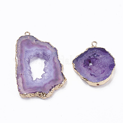 Natural Druzy Agate Slices Pendants&nbsp;G-Q494-65M-G