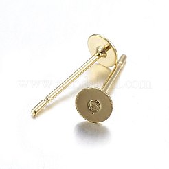 304ステンレススチールスタッドピアス金具  フラットラウンド  18KGP本金メッキ  12x4mm  ピン：0.8mm&nbsp;X-STAS-P210-45G-01