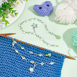 Spray Painted Crackle Glass & Acrylic link Knitting Row Counter Chains&nbsp;HJEW-AB00391