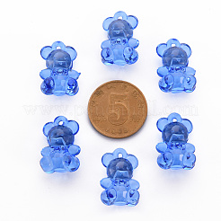 透明なアクリルパーツ  多面カット  クマ  ブルー  19.5x13.5x10.5mm  穴：1.5mm  約400個/500g&nbsp;TACR-S151-01B-750