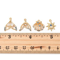 8Pcs 4 Styles Brass Micro Pave Cubic Zirconia Pendants&nbsp;KK-FS0001-96