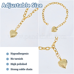 4Pcs Brass Locket Heart Charm Bracelets&nbsp;BJEW-HS00015